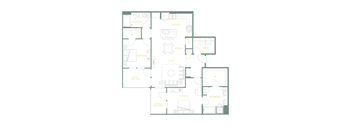 A floor plan of a house with labeled rooms such as Bathroom, Kitchen, Dining, Living room, Bedroom, Patio/Balcony, and Bathroom.