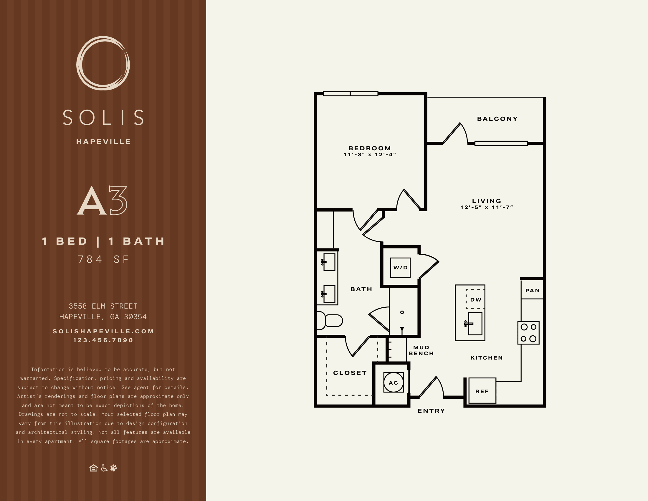 A floor plan for a one bedroom apartment with a bathroom and living room.