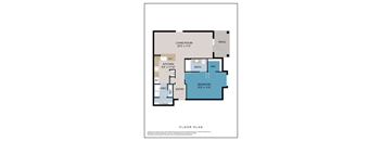 A floor plan of a house with a living room, kitchen, bathroom, and bedroom.