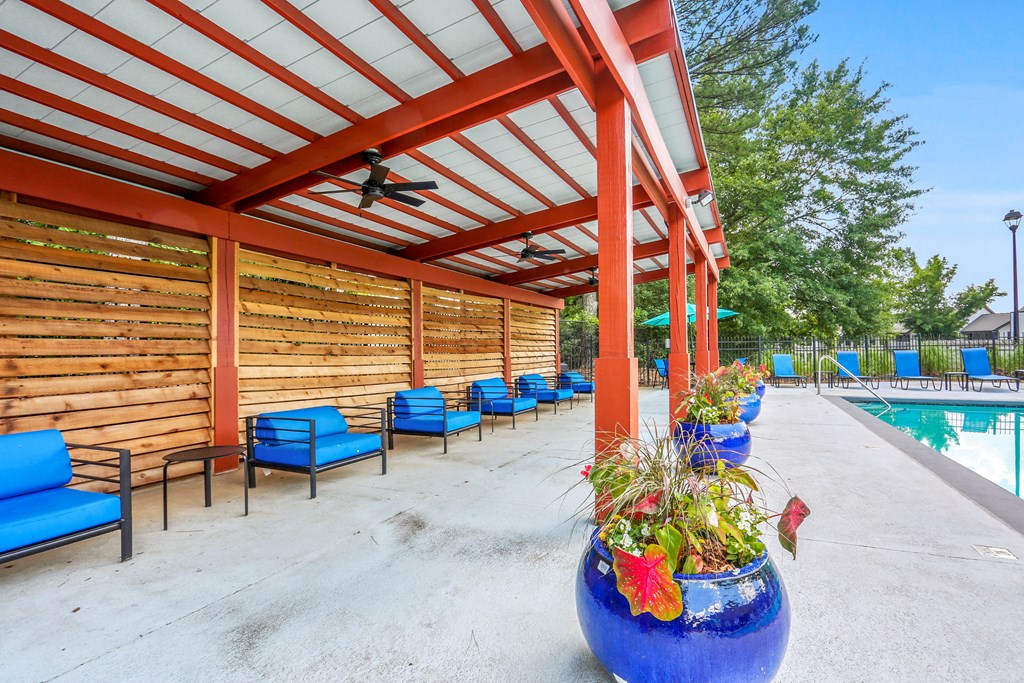 the pool area at our apartments