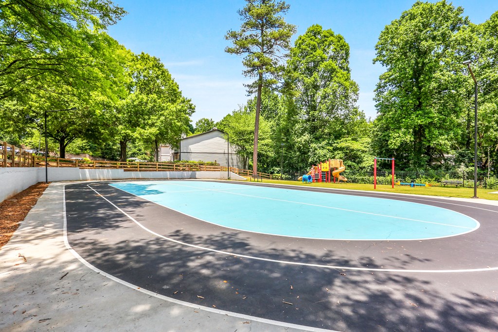 the basketball court is clean and ready for the kids to play