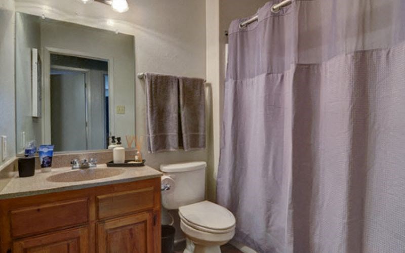 a bathroom with a toilet and a sink and a shower