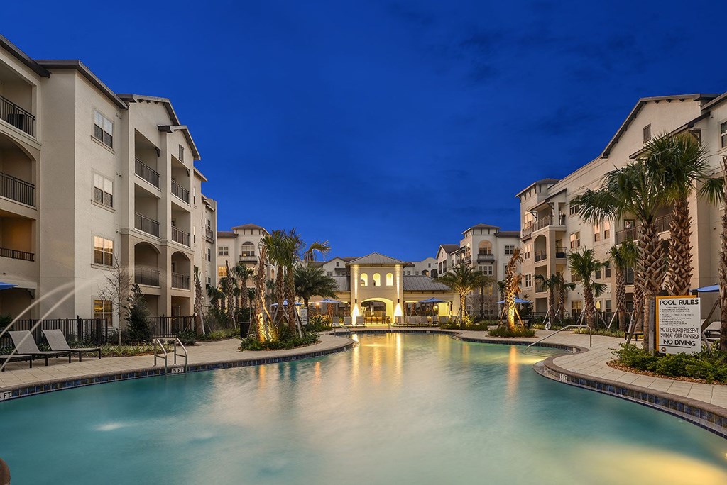 Outdoor pool at night