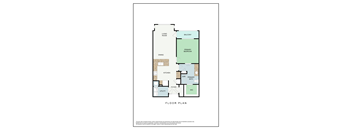 A floor plan of a house with rooms labeled such as living room, dining, kitchen, and bathrooms.