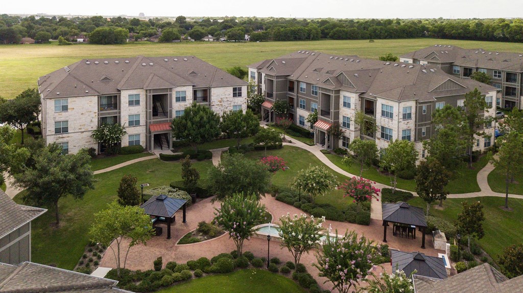 an aerial view of the apartments at the estates
