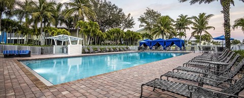 Outdoor pool with lounge seating