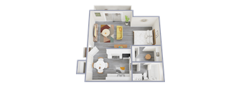 a floor plan of a one bedroom apartment with a bathroom and living room