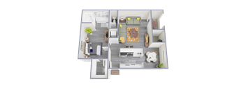 a floor plan of a two bedroom apartment with a living room and dining room