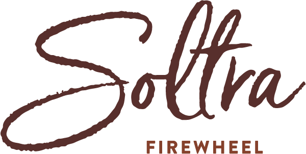 A logo with the word "Soltra" in cursive font.