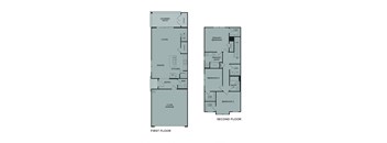 A floor plan of a two-story home with labeled rooms.