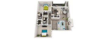 a furnished floor plan of a 1 bedroom apartment