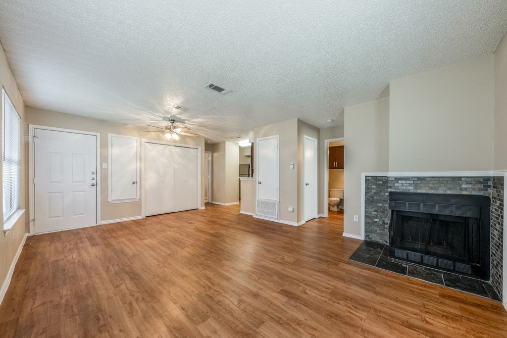 Living Room With Fire Place at The Robinson on Melrose, Austin, TX, 78727