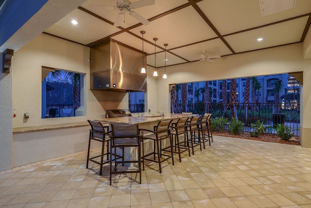 Outdoor pool kitchen and grilling area