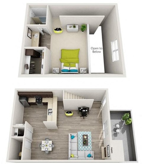 a bedroom with a bed and a chair in a room