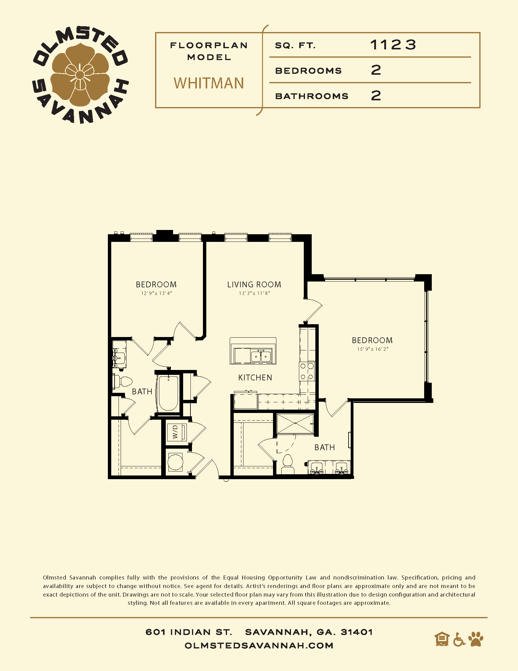 A floor plan for a 500 square foot home with two bedrooms and two bathrooms.