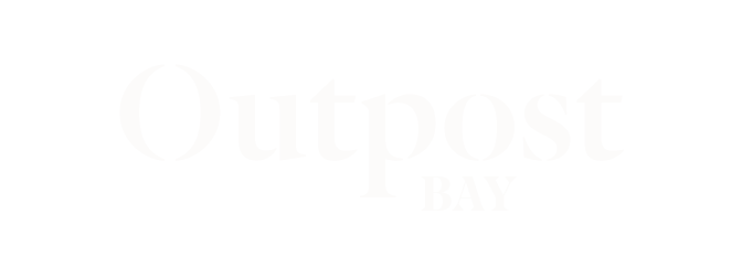 A white background with the word "Outpost" written in a light grey font.