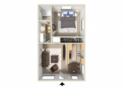 The Pointe at 2316 Apartments 1 Bedroom Floorplan