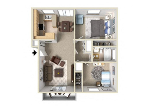 The Pointe at 2316 Apartments 2 Bedroom Floorplan