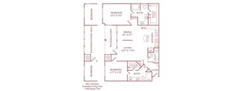 A red floor plan of a B4A Alternate Extended Living Area.