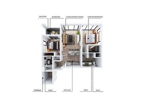 A diagram of a house showing the layout of the rooms.