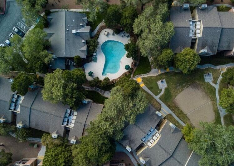 Spring park overhead view