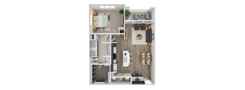 a 2 bedroom floor plan with a bathroom and a living room
