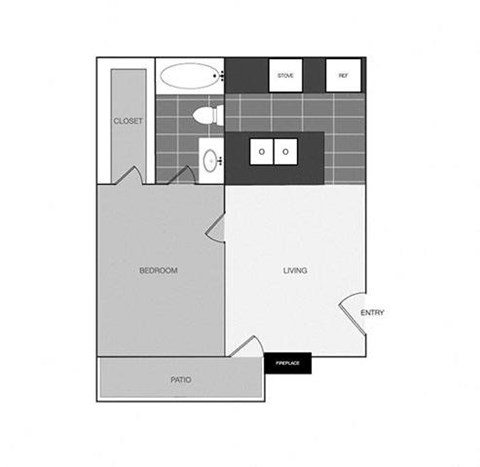 a floor plan of an apartment with a bedroom and a living room