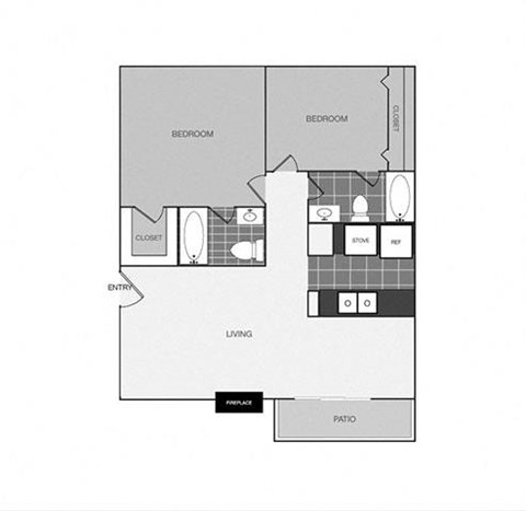 a floor plan of a 1 bedroom floor plan
