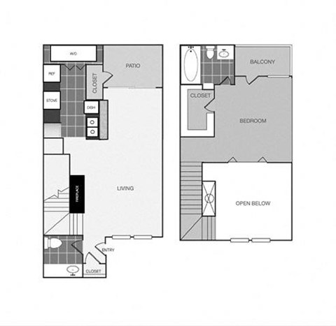 a floor plan of a 1 bedroom floor plan