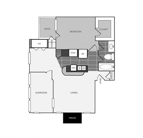 a floor plan of a house with a bedroom and a living room