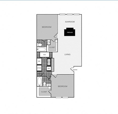 a floor plan of a 1 bedroom floor plan