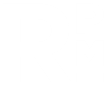 The image shows a large white letter "R" on the left and a large white letter "M" on the right, both set against a green background.
