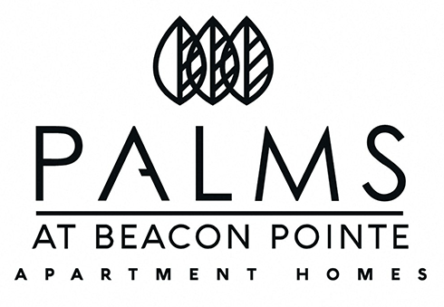 A logo for Palms at Beacon Pointe Apartment Homes.