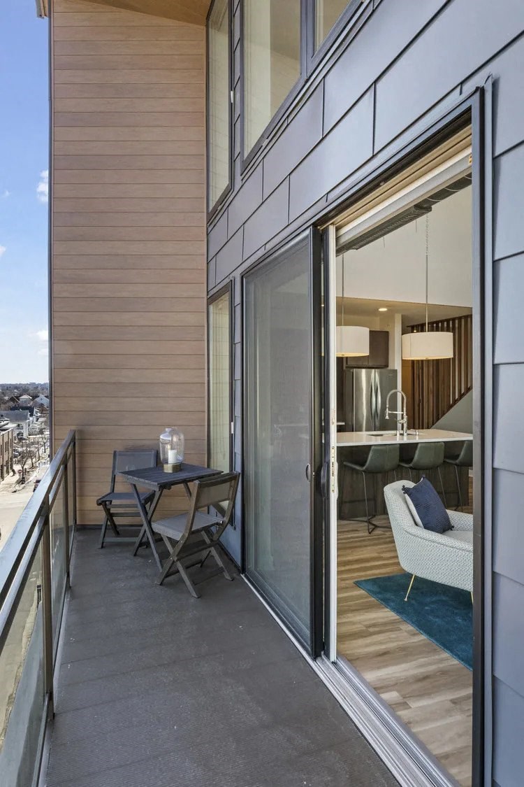 Balcony with slider door to living room