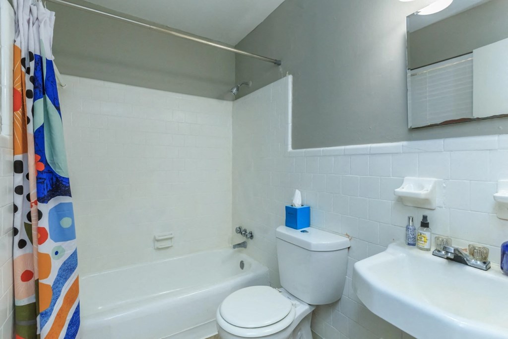 a bathroom with a sink toilet and bathtub