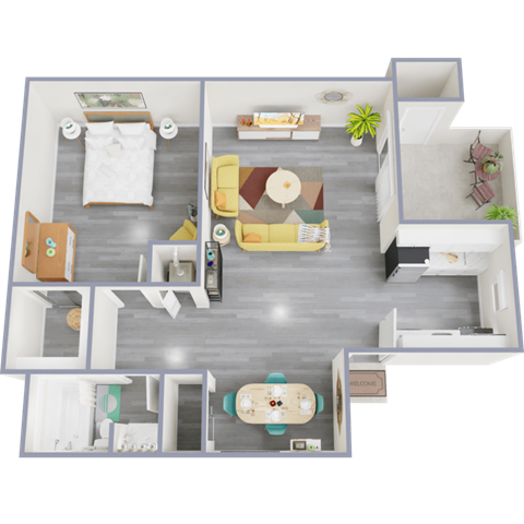 a floor plan of a one bedroom apartment
