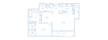 A blueprint of a house layout with labeled rooms.