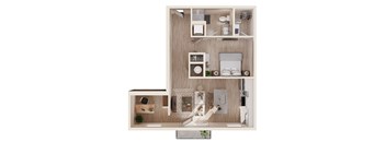 A modern bathroom with a toilet, sink, and mirror.