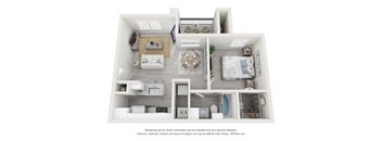 Derby One Bed One Bath Floor Plan at Saddle Creek Apartments, Texas