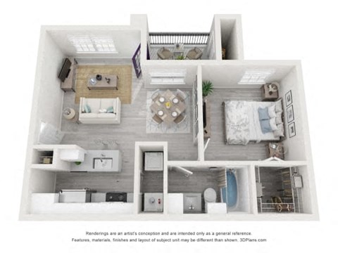 Derby One Bed One Bath Floor Plan at Saddle Creek Apartments, Texas