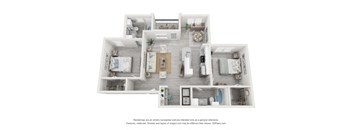 Kentucky Two Bed Two Bath Floor Plan at Saddle Creek Apartments, Austin, 78748