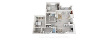 Triple Crown Two Bed Two Bath Floor Plan at Saddle Creek Apartments, Texas, 78748