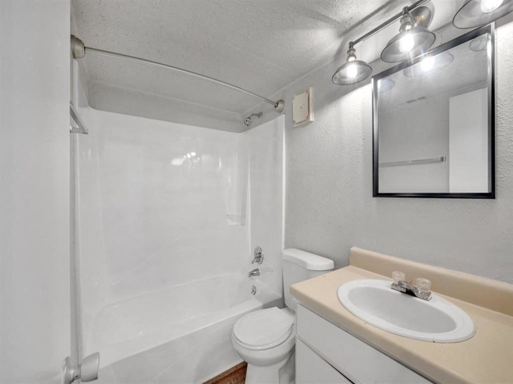 a bathroom with a sink and a toilet and a shower