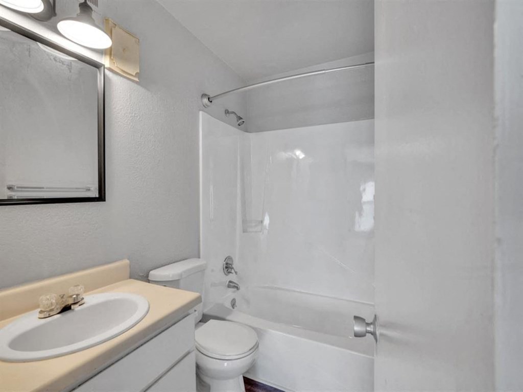 a bathroom with a sink and a toilet and a shower