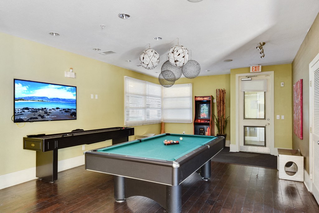 a swimming pool in the ceiling of a hotel room
