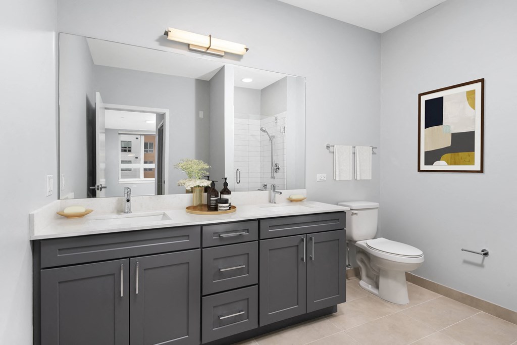 a bathroom with a sink and a toilet and a mirror