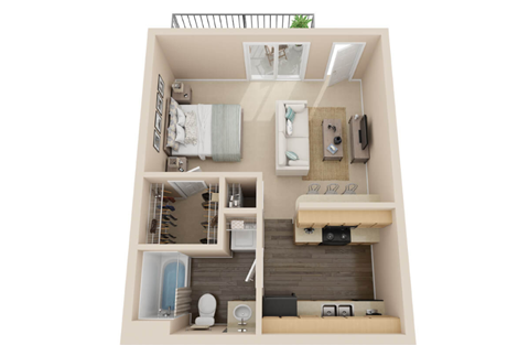 a floor plan of a one bedroom apartment