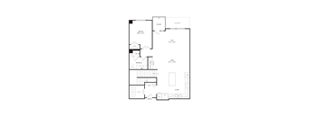 A black and white floor plan of a house with a garage and a backyard.