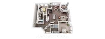 a 3d floor plan of a house with a bedroom and living room