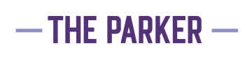 The text "THE PARKER" is displayed in purple on a green background.
